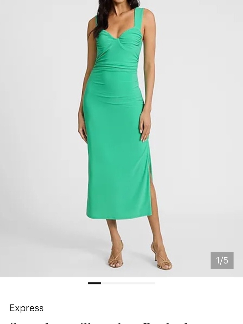 Express Green Ruched Midi Dress